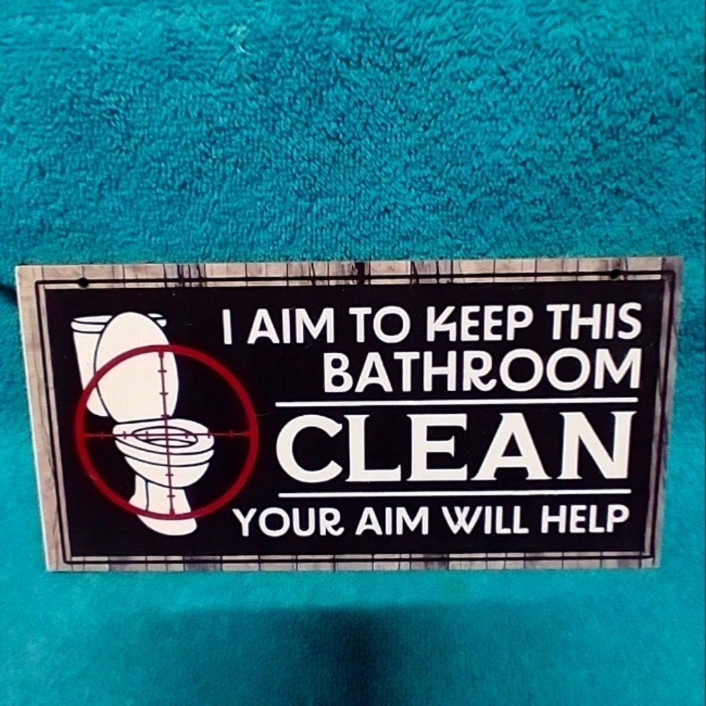 Black and White Bathroom Funny Wood Sign